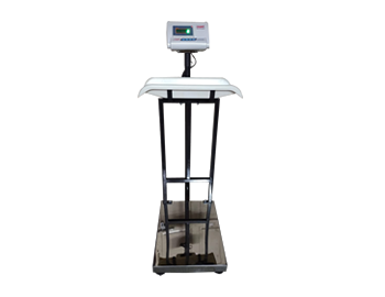 Digital hospital scale with patient-friendly platform and display unit