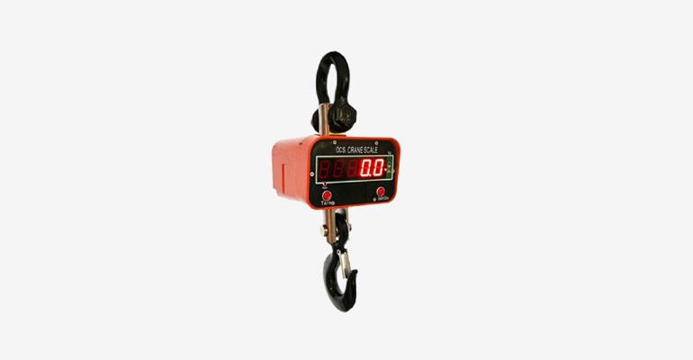 Heavy-duty digital crane scale with forged hook and bright LED display for industrial lifting accuracy. Description